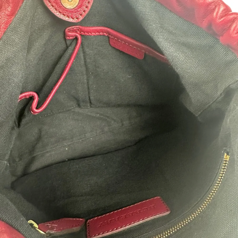 Burberry Burgundy Leather Shoulder Bag with Gold Hardware - Picture 6 of 10